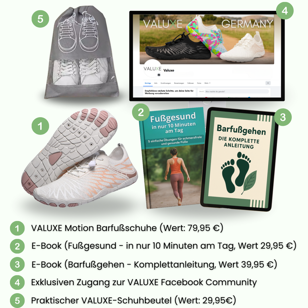 VALUXE Motion - ergonomische & rutschfeste Barfußschuhe (Gesunde-Füße-Komplettset)